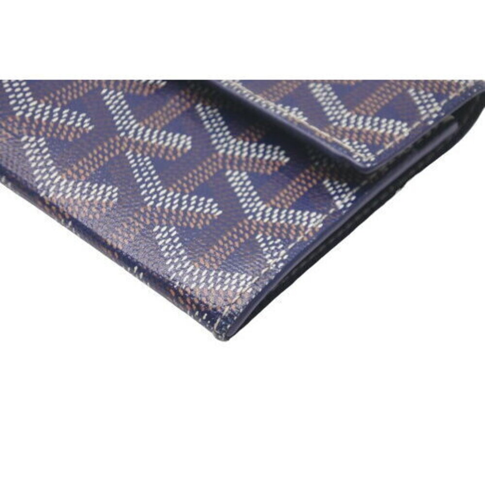 Goyard Marigny Coin Wallet Card Herringbone Pattern Navy Blue View 5